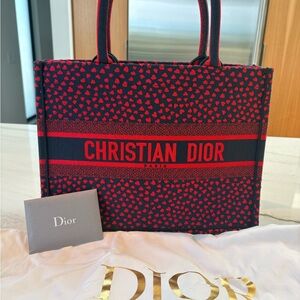 Dior Navy and Red Heart Patterned Accessory
